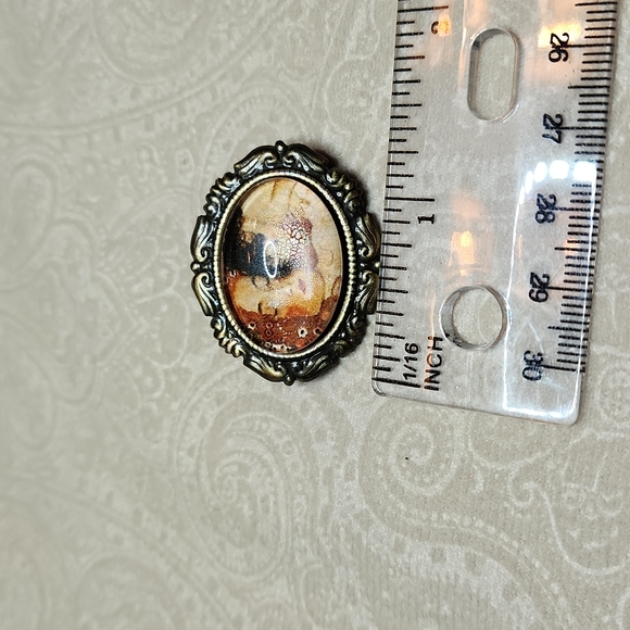 NEW! Glass cabochon brooch, Klimt mother and child. Handmade - Picture 3 of 5